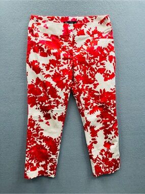 NY & Company 7th Avenue Suiting Collection Women's  Capri Pants Size 4 Red White